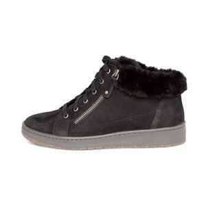 Aetrex DYLAN High Top Zip UP Orthotic Arch Support Sneaker NEW Black faux fur